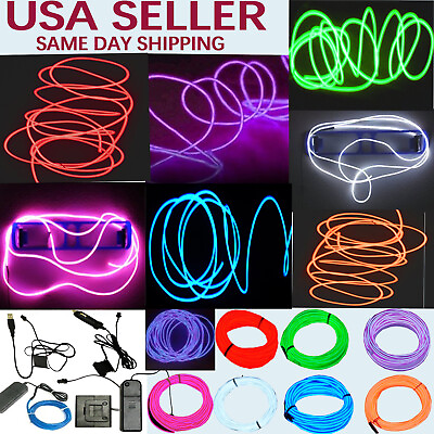 #ad Neon LED Light Glow EL Wire String Strip Rope Tube Decor Car Party Controller $6.95