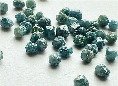 #ad 20 Pcs Blue Rough Conflict Free Diamonds 3.5 6mm Approx Blue Raw Diamonds Lot $260.00