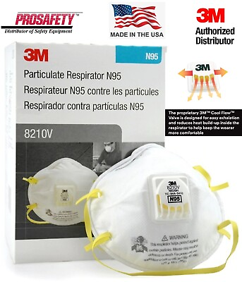 #ad 3M 8210V N95 Particulate Respirator Protection Masks W Exhalation Valve 10 BX $19.95