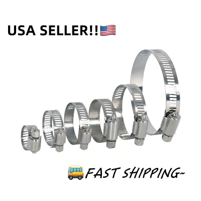 #ad NEW Adjustable Hose Clamps Worm Gear Stainless Steel Clamp Assortment 15 Sizes $21.99