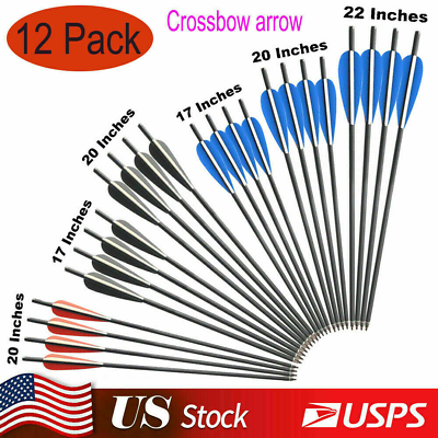 #ad 12Pcs 17quot; 20quot; 22quot;Carbon Arrows OD8.8mm Crossbow Bolts Target For Hunting Target $29.49
