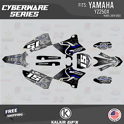 #ad Graphics Kit for Yamaha YZ250X 2016 2022 Cyberware Blue $124.99