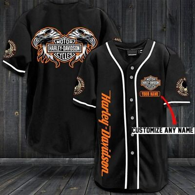#ad #ad Personalized Black Eagle Harley Davidson Baseball Jersey 3D S 5XL Best Quality $33.90