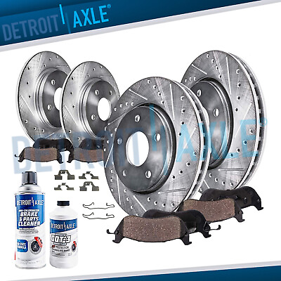 #ad Front amp; Rear Drilled Slotted Rotors Ceramic Brake Pads Kit for Jetta Golf Beetle $166.56