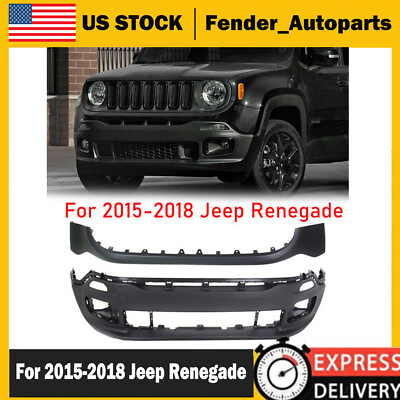 #ad Set of 2 Front Upperamp;Lower Bumper Cover For 2015 2016 2017 2018 Jeep Renegade $328.25