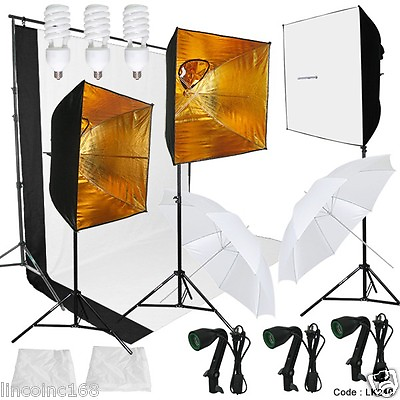 #ad Photography Studio Softbox 3 Continuous Lighting Light Background Stand Kit $149.95