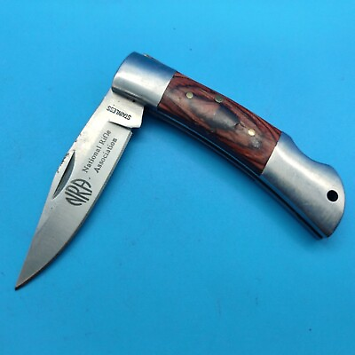 #ad NRA Plain Edge Folding Liner Pocket Knife Pocket knife Wood $12.74