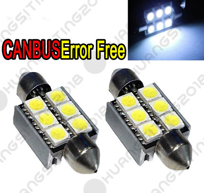#ad White Canbus 6 SMD 36mm LED Festoon Bulbs C5W 6418 License Plate Light No Error $3.67