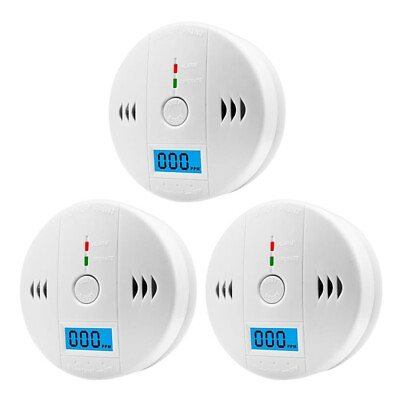 3 Pack CO Detector Carbon Monoxide Gas Detection Alarm LCD Digital Display $23.99