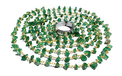 #ad Green Aventurine Chips 4 6mm Rosary Beaded Chain 24k Gold Plated Wire 3 Feet $11.74