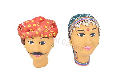 #ad Rajasthani Home Decor Puppet male female Pair Face for Office amp; Home Decoration C $88.99