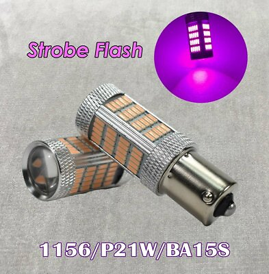 #ad Strobe Front Signal Light 1156 BA15S 3497 7506 P21W 92 LED Bulb Purple W1 JAE $22.50