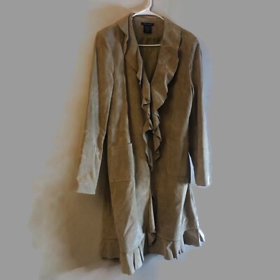 #ad #ad Boston Proper Womens Suede Leather Ruffle Hook Closure Jacket Size 14 $34.95