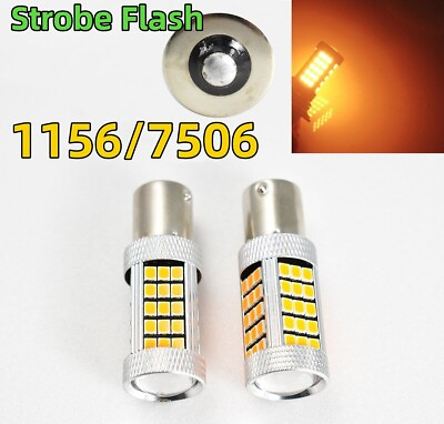 #ad Strobe Flash Reverse Light 63 SMD Amber LED 1156 BA15S 7506 3497 P21W Bulb W1 J $18.00