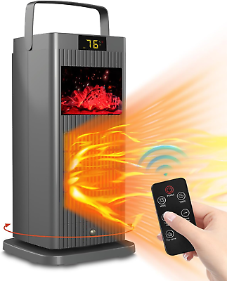 #ad 2023 Space Heater with 3D Bonfire 1500W Electric Room Heater with Thermostat R $42.69