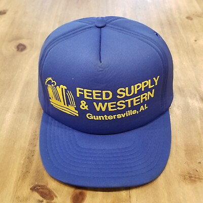 #ad Vintage Feed Supply Guntersville Alabama Hat Cap Full Foam Blue SnapBack Trucker $6.70