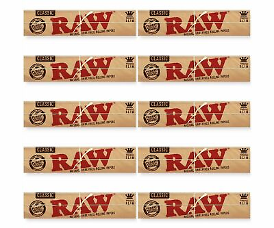 #ad 10 Packs Raw® Classic King Size Slim Natural Unrefined Rolling Papers *USA* $10.79