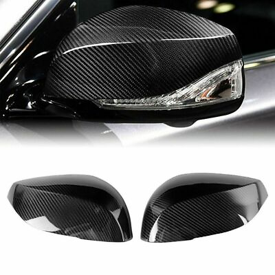 #ad 2x Real Black Carbon Fiber Side View Mirror Cover Caps For INFINITI Q60 2016 21 $87.01