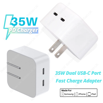 #ad 35W Dual USB C Port Compact Power Adapter Fast Charger For iPhone iPad Samsung $10.25