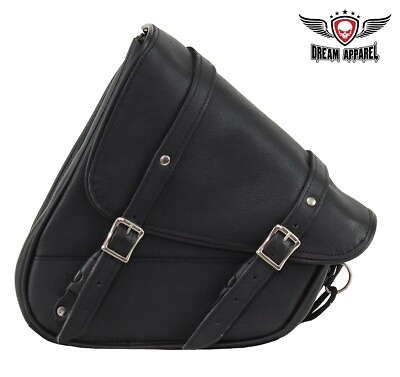 #ad Motorbike Touring PVC Leather Black Solo Swing Arm Left Side Motorcycle Bag $76.99
