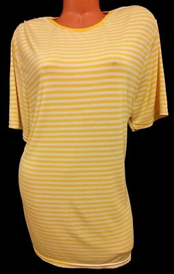 #ad *Karen scott yellow white striped scoop neck short sleeve plus top 2X $12.99