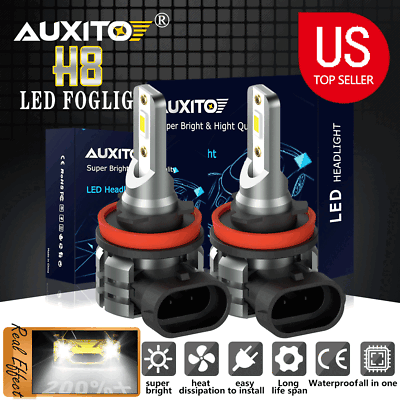 #ad 2X AUXITO H11 H8 H9 CANBUS ERROR FREE LED Fog Light Car Driving Bulb DRL 6000K $18.04