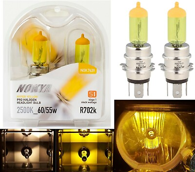 #ad Nokya 2500K Yellow H4H R702K Nok7639 60 55W Two Bulb Head Light Replace JDM Lamp $27.55