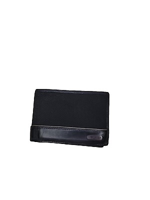 #ad TUMI Black Ballistic Nylon Double Billfold Wallet Leather Signal Vault Distress $25.00