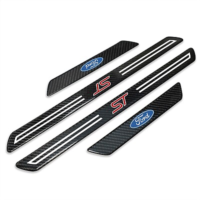 #ad Ford ST Black Real Carbon Fiber 4 Universal Door Sill Protector Guard $49.99