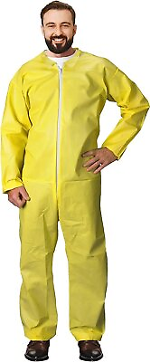 #ad 5 pcs Yellow Polyethylene and Polypropylene Coverall Hazmat Suits Medium 82 gsm $29.95