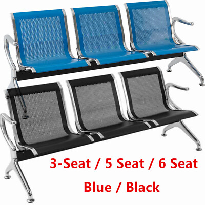 #ad Waiting Room Chair Reception Chair 3 6Seat Office Airport Bank Guest Bench Black $309.99