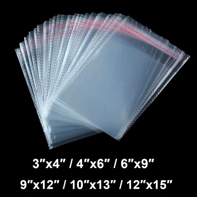 200 Clear Resealable Recloseable Self Adhesive Cello Tape OPP Poly Plastic Bags $5.98