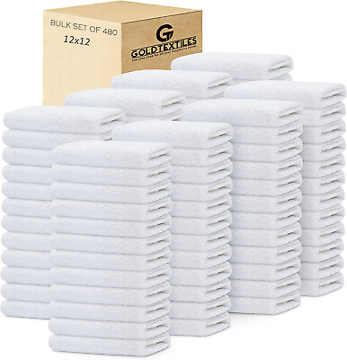 #ad Wash Cloth Towels White Cotton Blend 12x12 Inch Bulk Pack of 12244860120480 $11.99