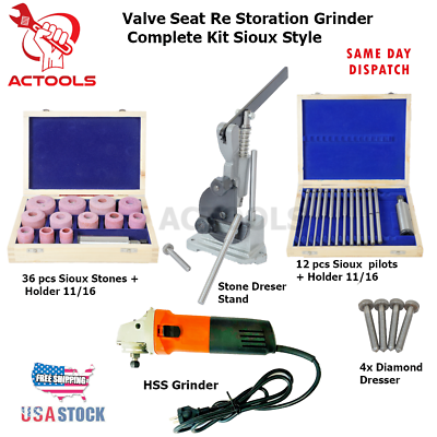 #ad New Valve Seat Re Storation Grinder Complete Kit Sioux Style 54 pcs USA ACTOOLS $374.30