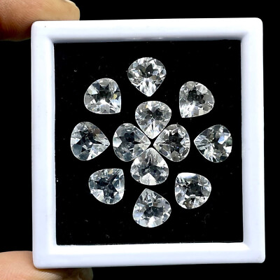 #ad 12 Pcs Natural White Topaz 9.8mm Pear Cut Loose Wholesale Gemstone Lot 37 Cts $17.49