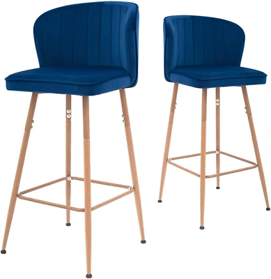#ad Velvet Barstools Counter Height Velour Bar Chairs Home Bar Modern Upholstered Si $131.99