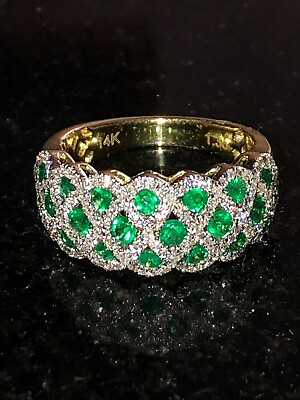 #ad Emerald amp; Diamond gold Ring Natural Stones Glamorous $2200.00