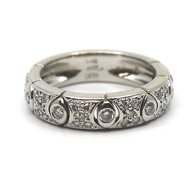 #ad 18k Solid White Gold Diamond Wedding Band Ring 0.40 ctw Sz 7.25 $1028.99