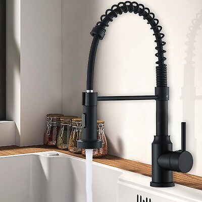 #ad Black Kitchen Faucet with Pull Down Sprayer Commercial Single Handle Sink Faucet $33.99