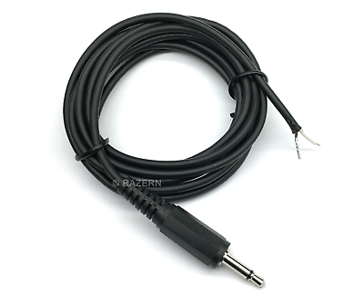 #ad 6 ft 3.5mm 1 8 Mono Male Mini Plug to Bare Wire Audio Headphone Shielded Cable $7.99