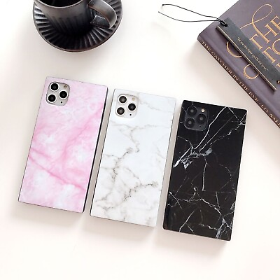 #ad For iPhone 11 12 13 Pro Max Case Marble Pattern Square TPU Shockproof Cover $8.79