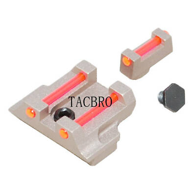 #ad Tan Anodized Aluminum Front amp; Rear Sight with Red Fiber Optic For Gl0ck Slide $9.99