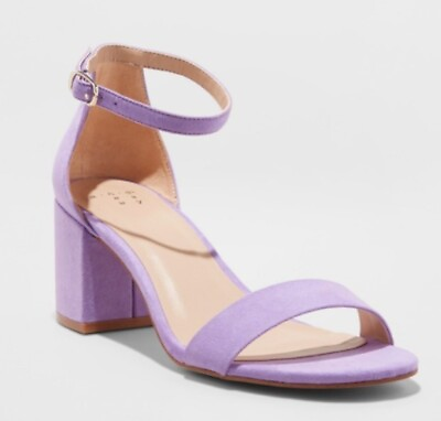 #ad Women’s Michaela Mid Block Heel Pump Sandals Purple A New Day SIZE 8.5 $31.99