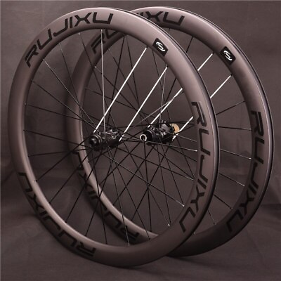 #ad #ad 700C Carbon Fiber Road Bike Wheelset 38 50 60mm Disc Brake Thru Axle QR Wheels $532.18
