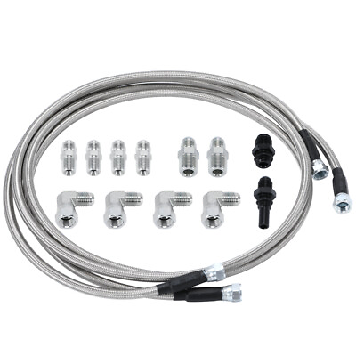 #ad For GM 4L60E 4L80E Flexible SS Braided Transmission Cooler Lines Kit 6AN Hose $45.99