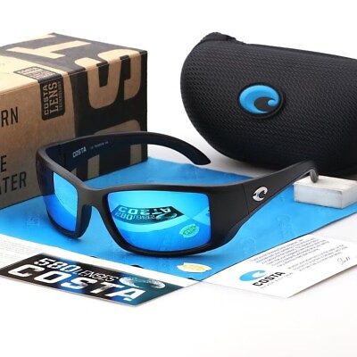 #ad Costa Del Mar BLACKFIN Matte Black blue Lenses 580P Polarized Sunglasses 62mm $49.99