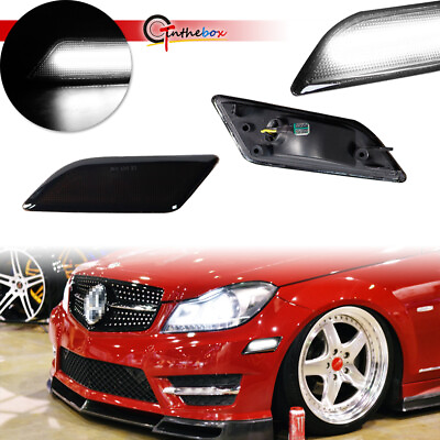 #ad Front Side Marker White LED Lights Lamps For 2012 2014 Benz W204 C250 C300 C350 $17.79