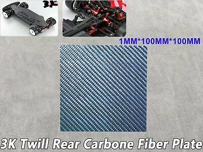 #ad Twill Real Carbon Fiber Gloss Blue Sheet Panel Plate Plain 1mm x 100mm x 100mm $13.50