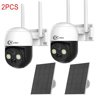#ad 2Packs Wireless Outdoor Security Camera 4MP WiFi Solar Camera Color Night Vision $78.99