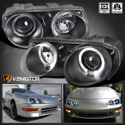 #ad Black Fits 1998 2001 Acura Integra LED Halo Projector Headlights Lamp LeftRight $118.38